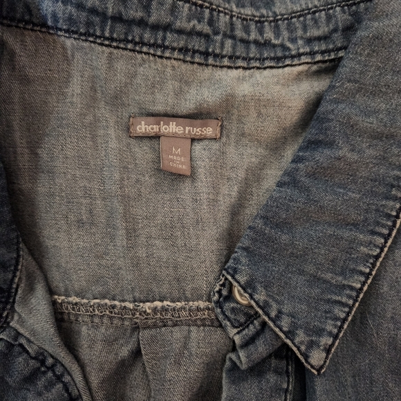 Womens Denim Button Down Long Sleeve Top - Picture 5 of 8